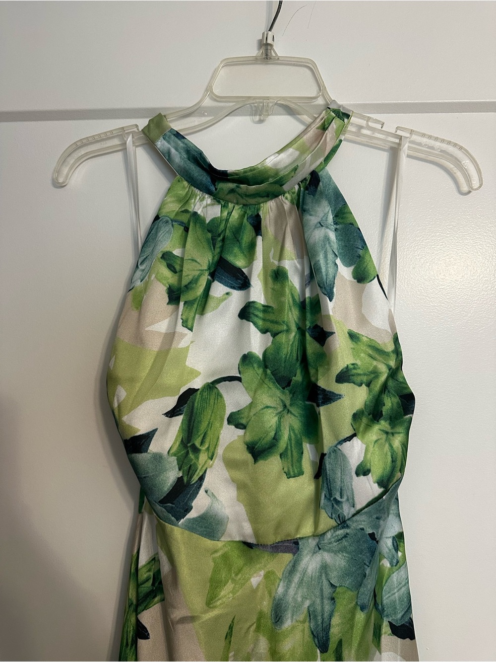 Green Floral Halter Midi Dress